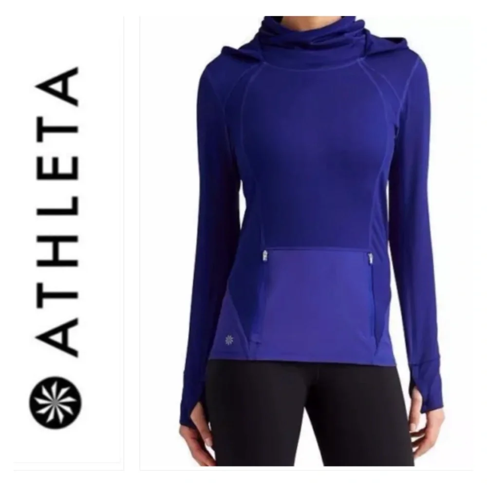 Athleta Plush Tech Hoodie 3.0 SAPPHIRE BLUE #721643 Size Medium Tall MT - Picture 1 of 14